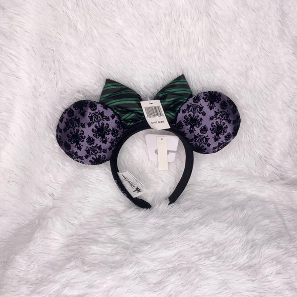 Disney Parks Haunted Mansion Wallpaper Bat Maid Minnie Mouse Ears Headband - Picture 3 of 4